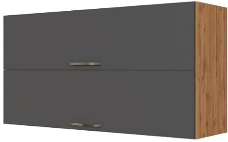 Küchenhängeschrank Sorrella 110cm mit 2 Flügeltüren - anthrazit/eiche