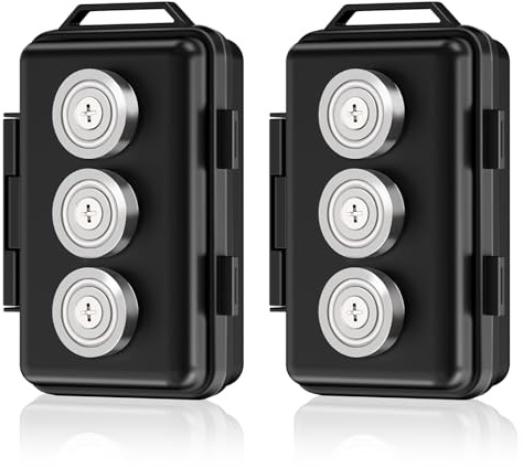 Aiweiwa 2 Pack Magnetic Key Holder Under Car Waterproof Magnetic Key Box with Faraday Bag Magnetic Key Hider Car Key Case for Outdoor Travel Magnet Key Holder Hider for Car Key Storage Box Black