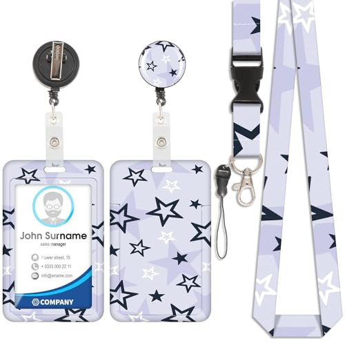 Porte-cartes étoile Y2k, badge d'identification, cordon détachable avec clip rétractable pour porte-clés, cartes de visite, cartes de visite, cartes d'identité