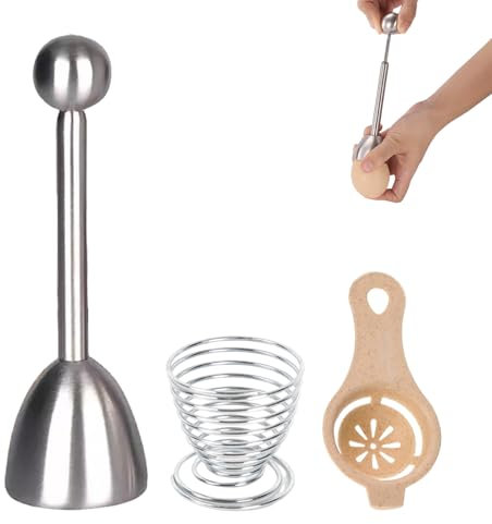 3 Stück Eierschalensollbruchstellenverursacher, Eieröffner und Eierbecher,Eiweißabscheider Eier Cutter Eierköpfer zur Küche, Konditorei, für Harte/Weiche Eier/Rohe Eier