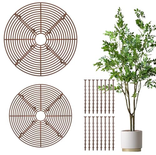 Nogeqi Lot de 2 grilles de protection pour pot de fleurs, protection des plantes, chat, grille de protection ronde pour plantes, plantes, plantes, pour enfants, animaux domestiques, protection contre