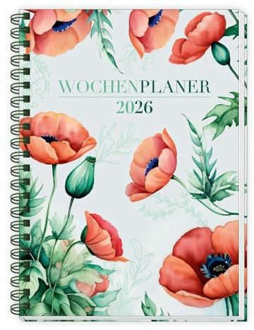 Trötsch Wochenplaner A5 mit Wire-O Blumen 2026: Taschenkalender
