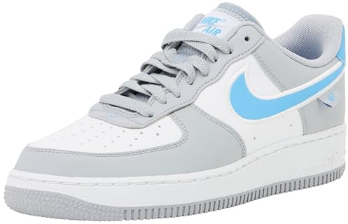 NIKE Herren AIR Force ONE '07 NN Sneaker, Wolf Grey University Blau Weiß, 42 EU