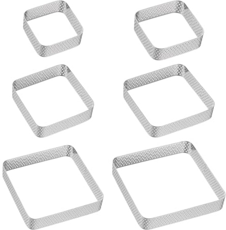 QUARKZMAN Juego de Anillos Perforados - Acero Inoxidable Cuadrado, Molde Antiadherente para Tartaletas, Aros para Mousse con Grosor Aumentado - Herramienta para Postres Franceses