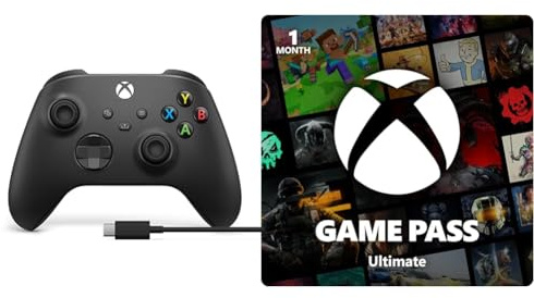 Xbox Wireless Controller - USB C Cable + Game Pass Ultimate | 1-Month Membership