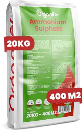 Engrais Au Sulfate D'Ammonium - 20 Kg Pour 400 M2 - Azote Minéral Et Soufre - Action Rapide - Idéal Pour Les Pelouses, Les Légumes, Les Fruits Et Les Plantes Ornementales - Organifer