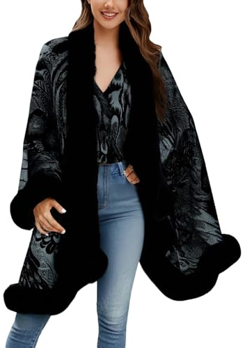 Vhersily 2026 Scialle Donna Elegante Poncho Scialli In Pile Sherpa Multiuso Coperte Indossabili Mantello In Flanella Soffice E Ultra Morbido Con Pompon Sciarpe Calde Cappotto Per Casa Ufficio