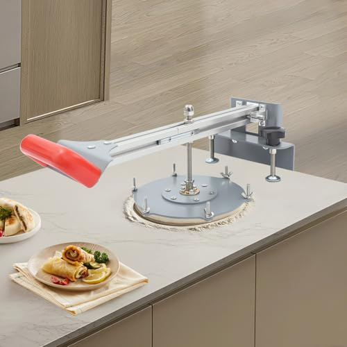 Manual Dough Press Machine with 11 Molds, Adjustable Thickness 3-25mm for Pizza, Flatbread, Dumplings - Heavy Duty Stainless Steel Dough Presser for Home & Commercial Kitchen
