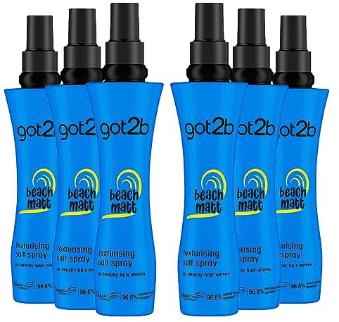 Schwarzkopf got2b Beach Matt Salt Spray, Medium hold for Texturising Beach Look Hair, Vegan, 200 ml - Pack of 6