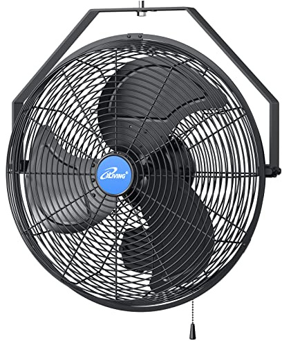 iLiving 18 Wall Mounted Fan - 6360 CFM, 3-Speed, Industrial Grade, Commercial/Residential, Weatherproof Outdoor/Indoor Fan for Garage, Patio, Workshop, Greenhouse | UL Listed, Mist Kit Compatible