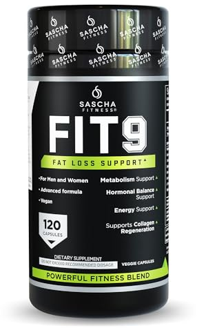Sascha Fitness Fat Loss pills | Collagen support | Fluid Balance | FIT9 Ingredients: 7Keto + Uva Ursi, Gotu Kola, L-Theanine,Gingko Biloba,DIM,Green Tea | Weight Loss Supplements-Vegan-120 Natural Cap
