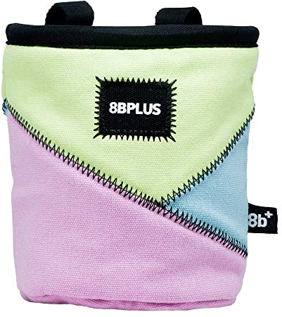 8BPLUS PROBAG - Kreidebeutel zum Klettern & Bouldern - Gürtel, Karabiner und Geschenkbox inklusive - Weite Öffnung - Bürstenhalter für Links- & Rechtshänder (Pink Pastel)