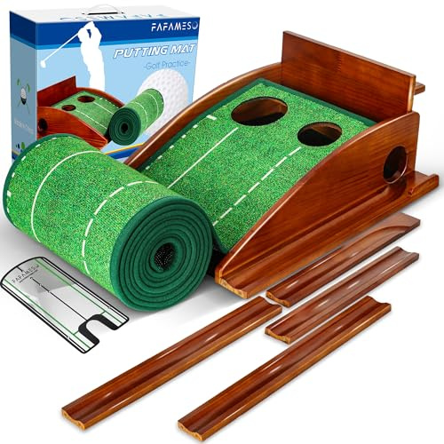 FAFAMESO Golf, puttmatta för inomhus, puttning av grön träningsutrustning med bollretur, minigolf, övningshjälp för hem och kontor, golfgåvor till jul tacksägelsedagen