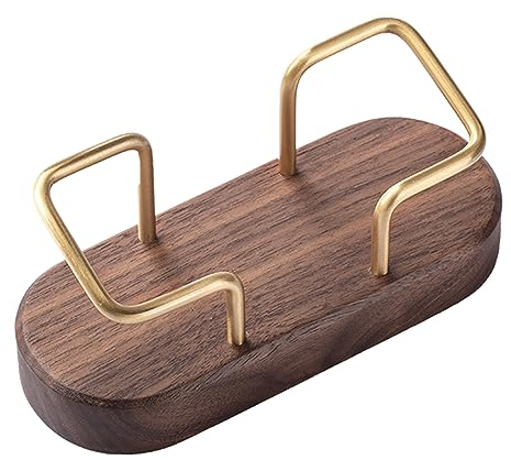 muso wood Visitenkartenhalter Holz Visitenkartenständer aus Walnussholz und Messing, Visitenkarten Aufbewahrung für Büro, Laden, Messestand, Schreibtisch