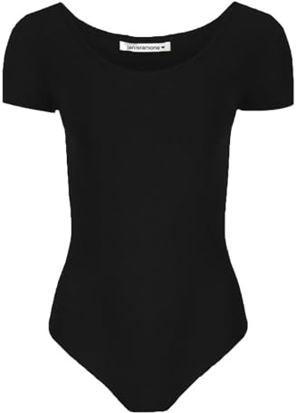janisramone® Short Sleeve Gymnastics Leotards for Girls Kids Plain Bodysuit | Soft Microfiber Fabrics, Stretchy comfortable fit, Classic Round Neck, Short Sleeve Leotard, Kids Performance Bodysuit