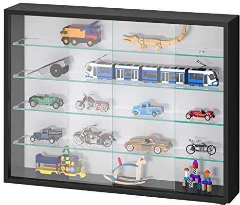 VDD Vitrine d'exposition Murale Suspendue Debout - Portes coulissantes - 75 x 55 x 14 cm