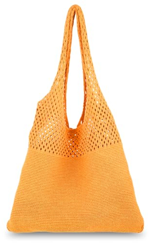 Andibro Strandtasche,Damen Häkeltasche Gehäkelte Mesh Tote Bag Boho Sommer Tragetaschen Umhängetasche Netz-Stricktasche für Reisen Einkaufen und Alltag