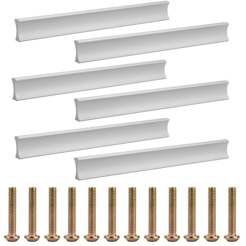 6 Stück Schrankgriff, Schubladen Griffe Lochabstand 128mm, Aluminium Möbelgriffe Silber Mit Schrauben für Schränke, Schubladen, Kleiderschränke, Küchen