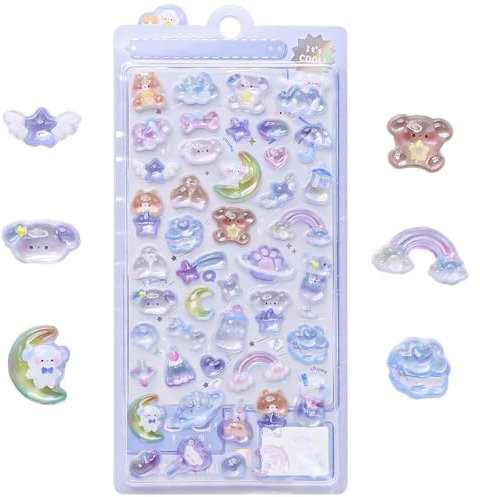 LunarCharm 3D Puffy Sticker Set Mit Sternennacht- Und Welpenmotiven, Qualität PVC Glitzersticker Für Kinder, Vielfältige Bastelzubehör Für Kreatives Gestalten Und Belohnungen