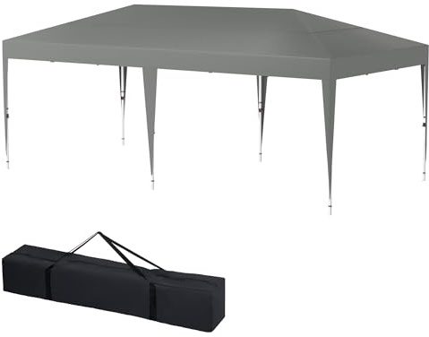 LILIIN Tonnelle pliable 3 x 6 m - Pavillon résistant à l'hiver - Étanche - Pavillon de jardin - Réglable en hauteur - Tente de fête - Avec sac de transport - Tente de jardin pop-up - Protection