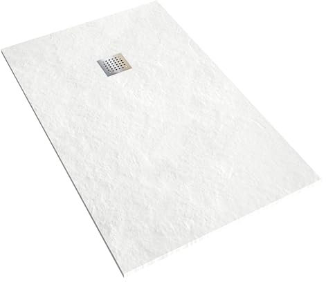 Nebadoon | Plato de Ducha Napoles 70x140 cm - Blanco RAL 9003 - Plato Ducha Resina Antideslizante C3 - Resistente y Aligerado - Capa de Gel Coat Antibacteriano - Incluye Rejilla Acero y Válvula