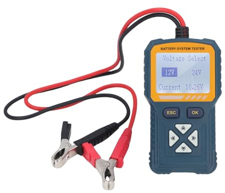 Telituny Testeur de Batterie, Testeur de Charge de Batterie Numérique 100-2000 CCA, Analyseur de Batterie de Voiture pour Batteries 12V, Vérificateur de Batterie Automobile avec Test de