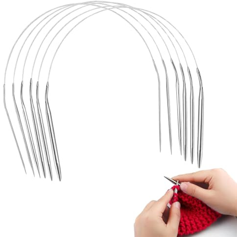 ZORVYN Lot de 6 Aiguilles à Tricoter Circulaires en Acier Inoxydable, Léger, Aiguilles Circulaires Tricot, Aiguille Circulaire et Aiguille à Tricoter pour Tricot en Rond (40 cm, 2,0 mm à 8,0 mm)