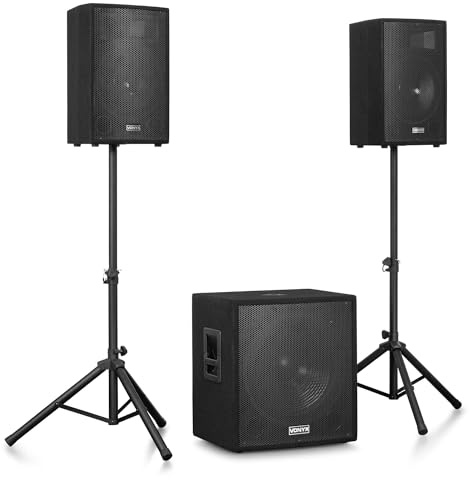 Vonyx VX1218BT - PA Anlage Komplettset, 2.1 Aktiv Lautsprecherboxen 1200 Watt, Subwoofer 18 Zoll, Bluetooth, Mobile DJ Anlage mit Verstärker, DSP, PA Lautsprecher Aktiv, DJ Set Komplett
