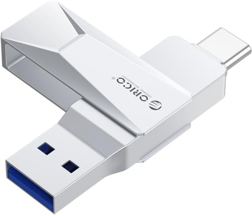 ORICO Memoria USB de 256 GB, USB 3.2, OTG, hasta 150 MB/s, 2 en 1, Tipo C, de Metal, para iPhone 17/16/15, Android, Smartphones, Tablets, Mac, Computadora Portátil, Plata, CB05