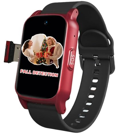 VCYEX Reloj Localizador Personas Mayores, Detección De Caídas, SOS para Personas Mayores Llamadas Caídas Pour AlzheimerRed,1.25 * 0.57 * 2.22inch