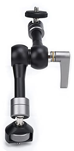 XTUJGJKV Braccio magico a frizione regolabile da 5 pollici con rotazione a 360 gradi, giunto cardanico articolato in lega di alluminio per fotocamera, microfono, luce LED, con vite da 1/4 d
