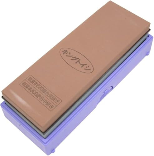 King PB-05 Wetzstein Japanisch Abziehstein Schleifstein Körnung #220 #800 Küchenmesser Schärfer Schärfung für Messer - Hergestellt in Japan