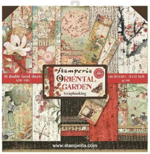 Stamperia International KFT pappersark – orientalisk trädgård, flerfärgad, 30 x 30 (30 cm x 30 cm)