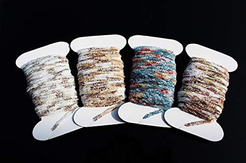 Tigofly 4 cartoncini da 40 m, filo di rayon multicolore Stonefly Worms, filo di ciniglia per legare mosche (assortiti)