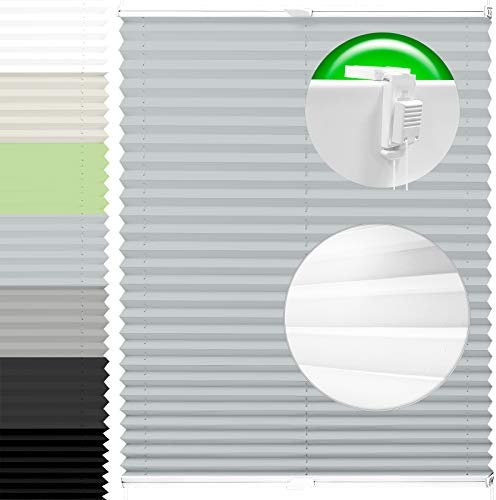 Horivert Plissee Pliseerollo mit Klemmträger Ohne Bohren Stoff Fensterrollo Klemmfix Faltrollo Jalousie Sonnenschutz Blickdicht 100x120 cm