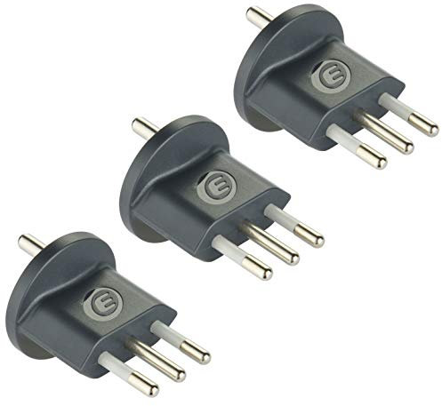 Electraline 92394 Confezione da 3 Adattatori Permanenti da Spina Tedesca/Schuko/Europea a Italiana 10A,Schuko Fix, grigio scuro