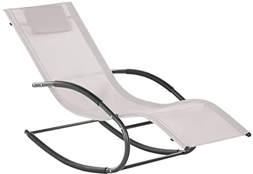 Beliani Gartenliege Schaukelliege Liegestuhl Sonnenliege Polyester Beige Carano II