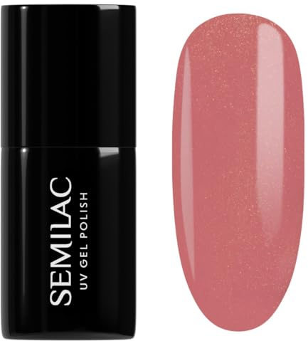 SEMILAC Gel Nail Polish 378 Shimmer Stone Amber - Full Coverage Gel Polish - Soak Off Easy To Use LED/UV Nail Lamp - Long Lasting Manicure and Pedicure up to 3 weeks