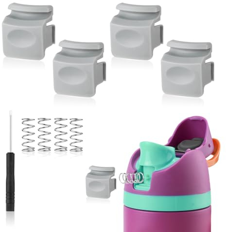 PEUTIER 4pcs Replacement Button Compatible with Owala FreeSip 24oz 32oz, BPA-Free Water Bottle Lid Mouth Push Button Switch Replacement Parts for Owala 19/24/32/40oz Bottle Accessories, Grey
