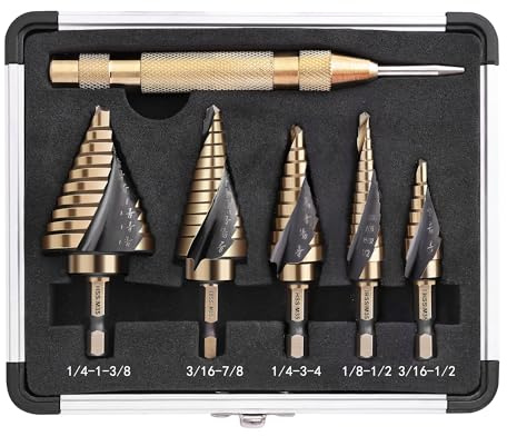 AIMLENTOOL Hex Shank Cobalt Step Drill Bit Set