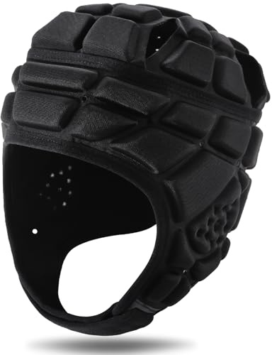 KRUI Soft Shell Helmet 7v7 Flag Football Helmet Scrump Cap Soft Padded Rugby Helmet Headguard Adjustable Breathable EVA Foam Impact Resistant for Youth Adults