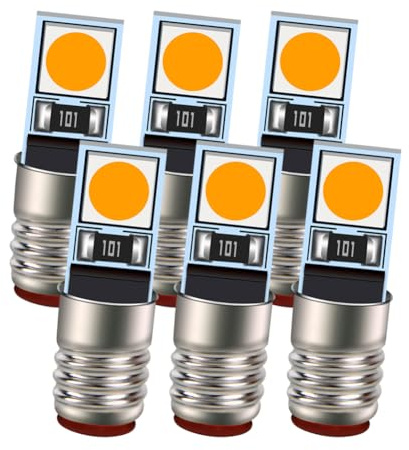 Ruiandsion Lampadina LED Mini E5 E5.5, Bianco Caldo 3000K AC/DC 24V, Chip 3030 2SMD, Aggiornamento per Progetti Architettonici, Confezione da 6