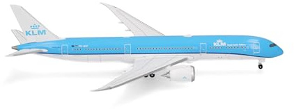 Herpa flygplansmodell KLM Boeing 787-9 Dreamliner, miniatyr i skala 1:500, samlarobjekt, flygplansmodell utan ställ, metall