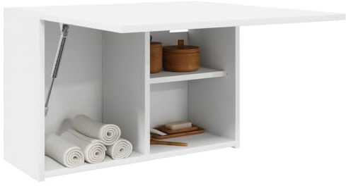 Homgoday - Armadietto da bagno a parete, per bagno, sospeso, armadio a muro, pensile, armadio per bagno, da montare a parete, mensola a muro, colore bianco, 60 x 25 x 40 cm, in materiale legnoso