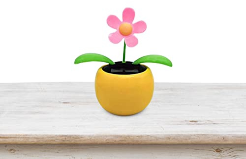 Duroecsain Flores Solares Danzantes,Ornamento de Solar | Juguetes Reutilizables para Coche con energía Solar, de Coche con Cabeza temblora para Dormitorio, salpicadero, casa
