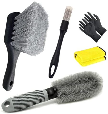 Kit per la pulizia delle ruote dell'auto, kit di attrezzi per il lavaggio di pneumatici di moto o biciclette: spazzola per pneumatici, spazzola per cerchioni
