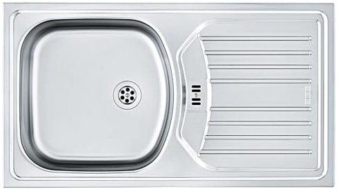 Franke inbyggd diskbänk i rostfritt stål 1 handfat 78 x 43,5 cm diskbänk rektangulär från 45 underskåp