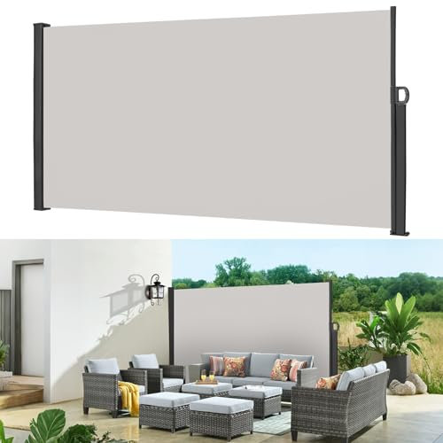 Tenda da sole laterale allungabile, 200 x 300 cm, frangivista e protezione dal vento, oscurante e impermeabile, tenda laterale con supporto da parete per balcone, terrazza e giardino, protezione