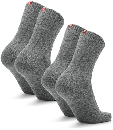 DANISH ENDURANCE Calcetines de Lana de Alpaca, 2 Pack Dark Gris Melange 43-47