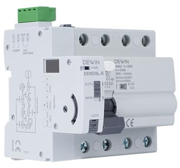 Fi Schutzschalter 63A - 30mA,Fi-Schutzschalter mit Automatische Wiedereinschaltung Leistungsschalter mit Automatischer Wiedereinschaltung RCCB 4P AC400V